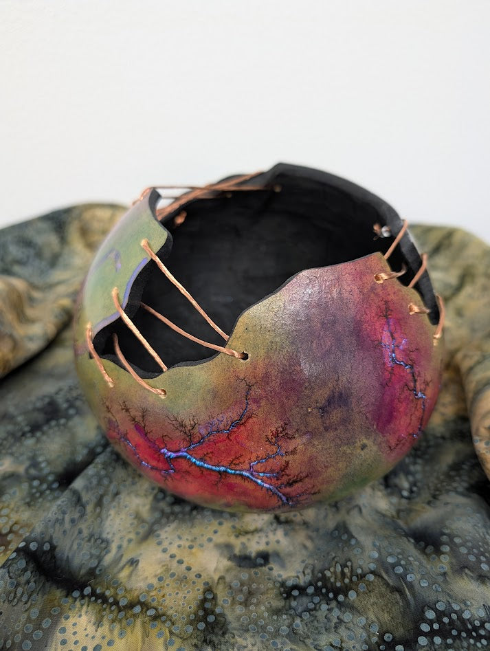 Purple Opal Fractal Burned Wire Bowl #1
