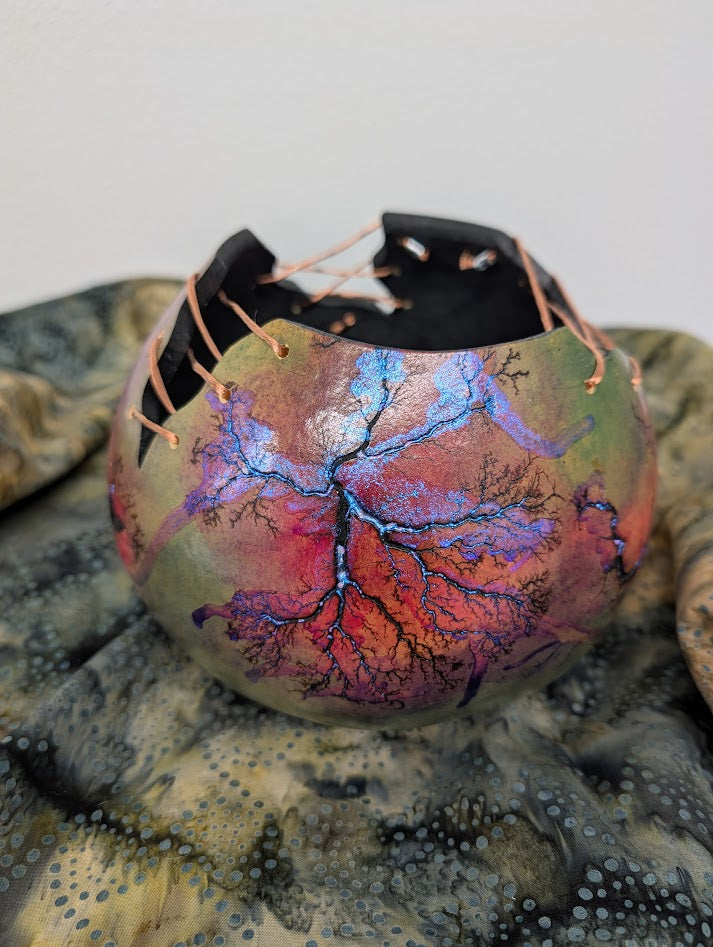 Purple Opal Fractal Burned Wire Bowl #1