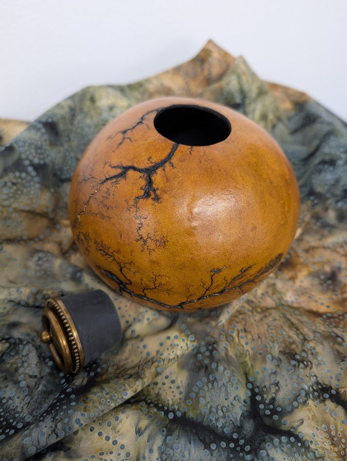 Gourd Pet Urn or Container Fractal Burned Copper #1