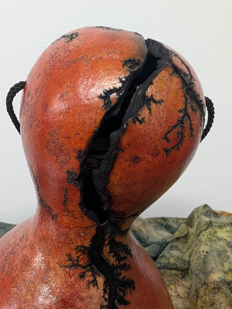 Large Red Fractal Burned Thunder Gourd #11