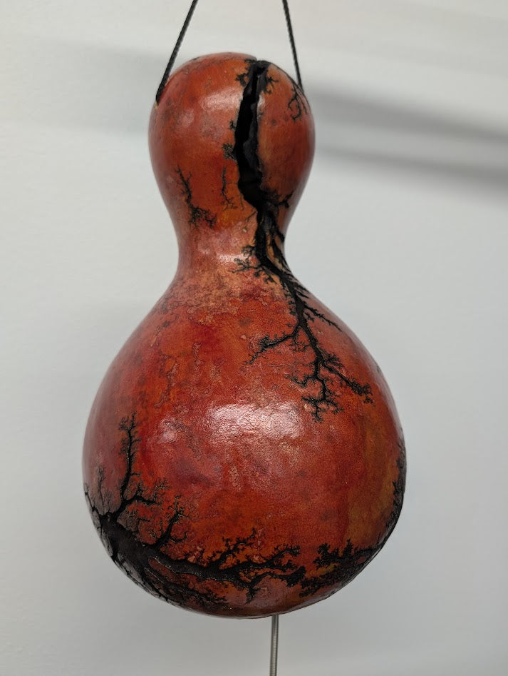 Large Red Fractal Burned Thunder Gourd #11