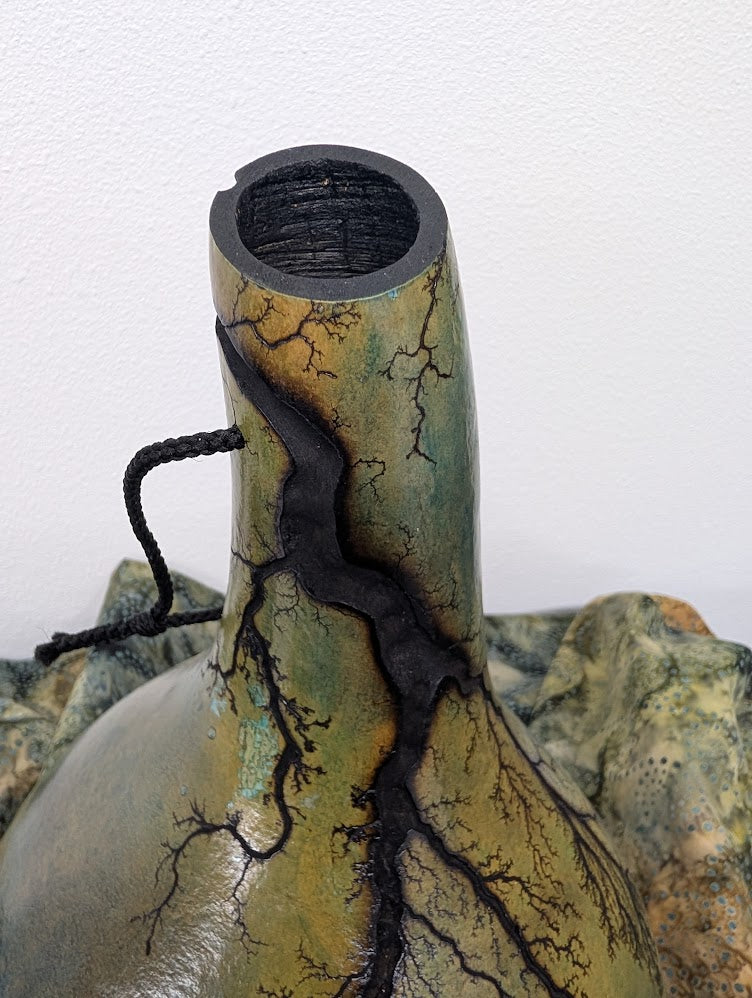 Large Turquoise Fractal Burned Thunder Gourd #12