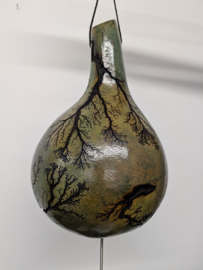 Large Turquoise Fractal Burned Thunder Gourd #12