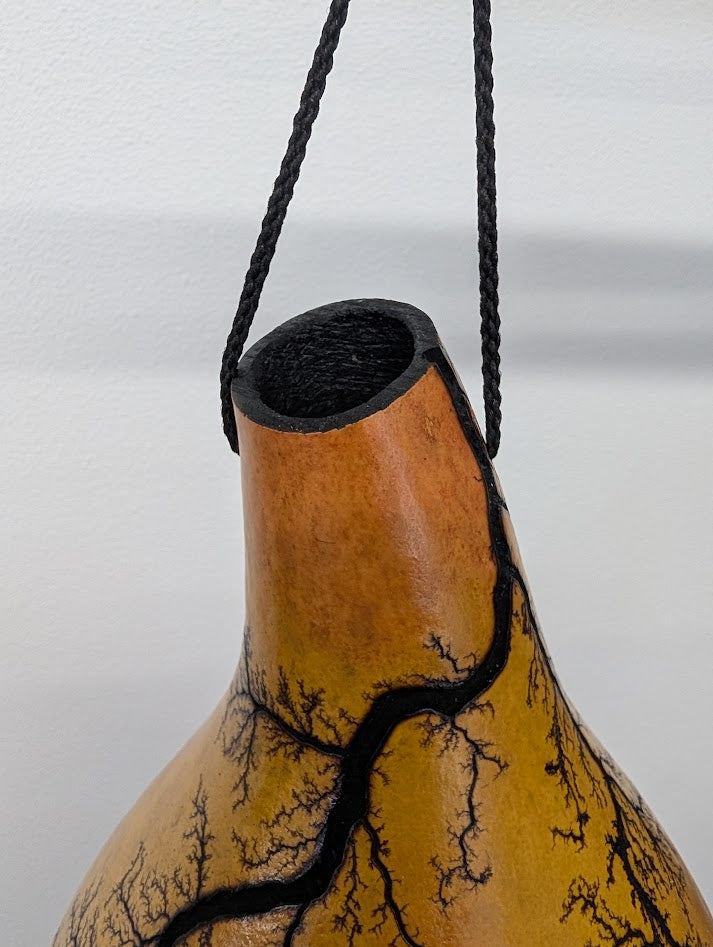 Medium Red and Yellow Fractal Burned Thunder Gourd #14