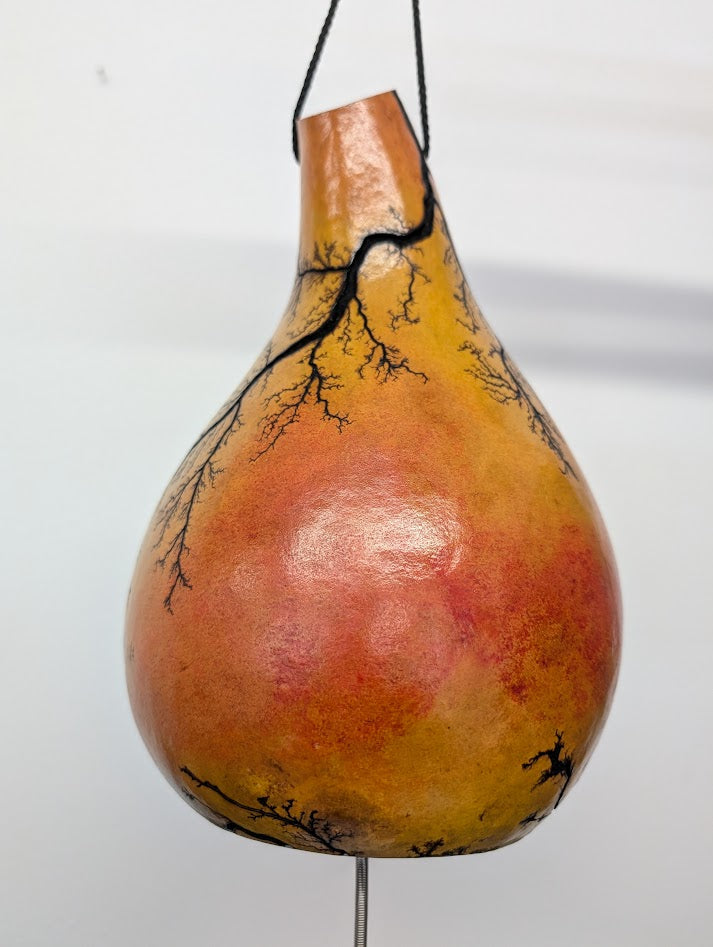 Medium Red and Yellow Fractal Burned Thunder Gourd #14