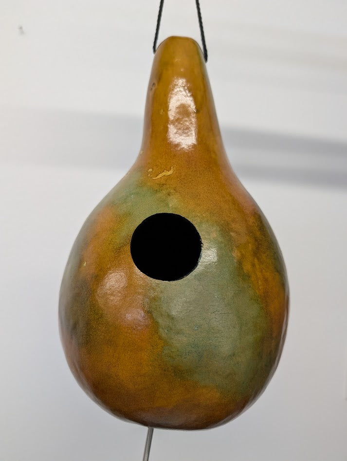 Medium Green and Brown Fractal Burned Thunder Gourd #15