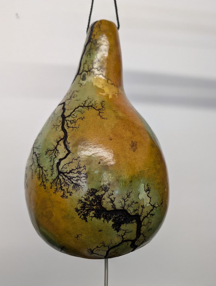 Medium Green and Brown Fractal Burned Thunder Gourd #15