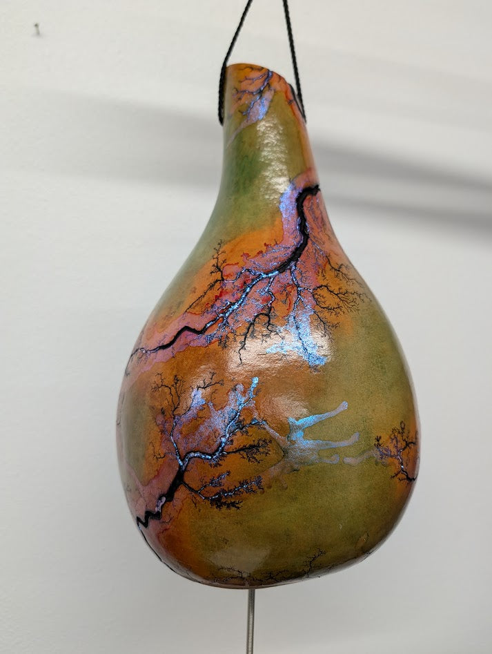 Large Sunset Opal Fractal Burned Thunder Gourd #1