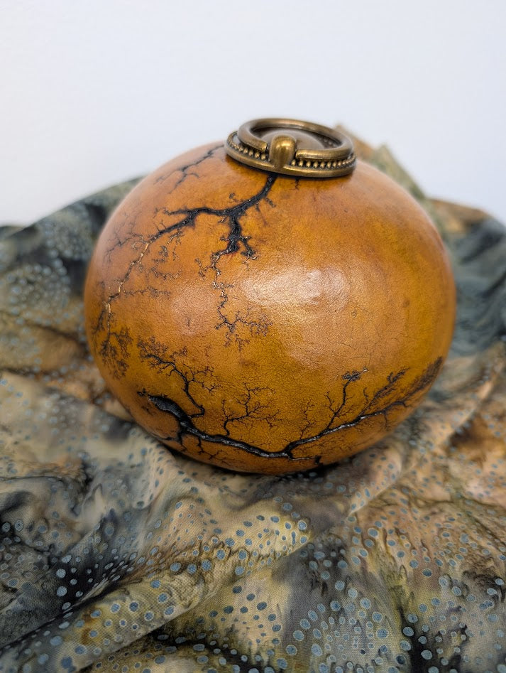 Gourd Pet Urn or Container Fractal Burned Copper #1