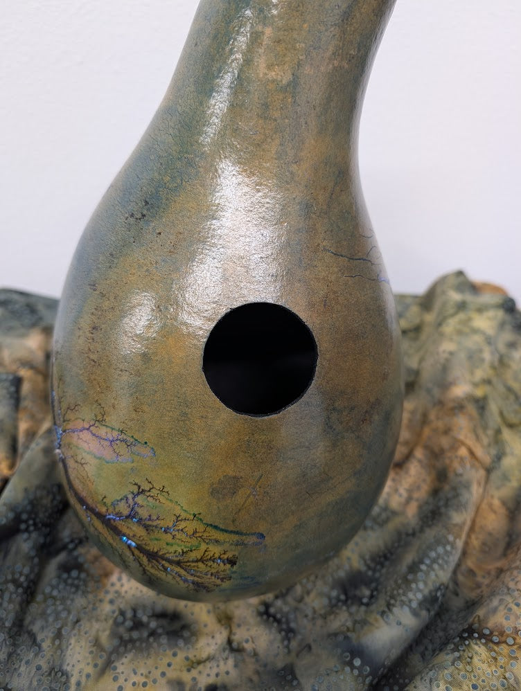 large Turquoise Opal Fractal Burned Thunder Gourd #2