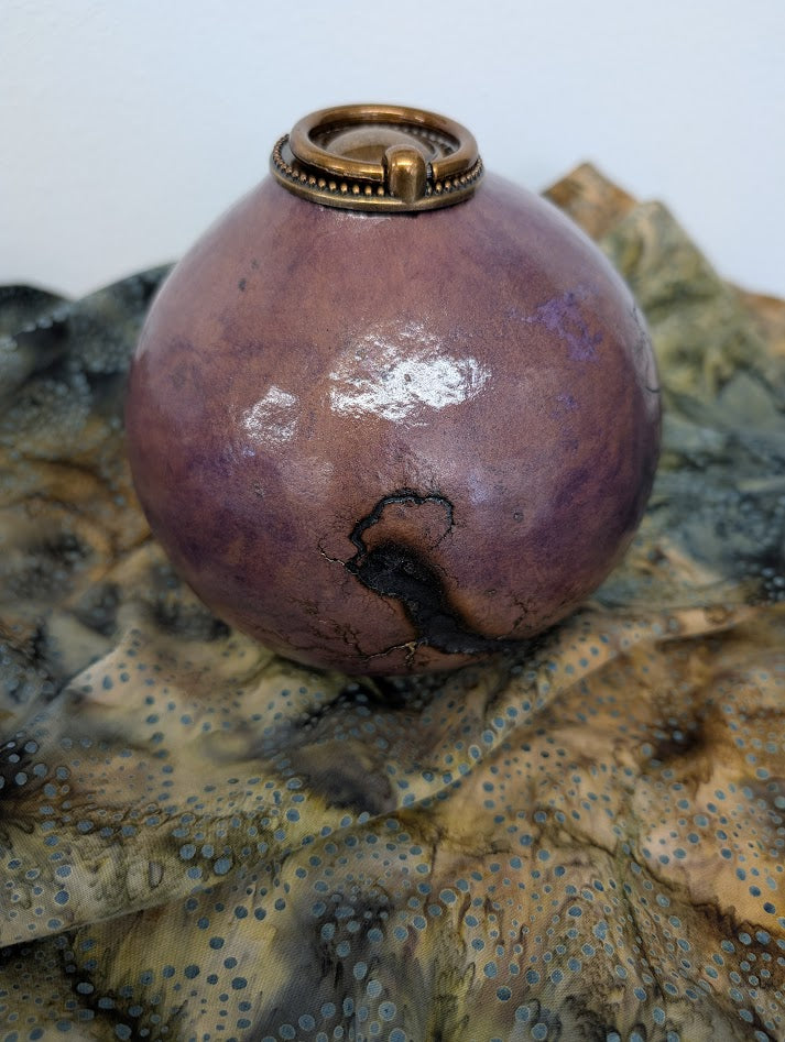 Gourd Pet Urn Fractal Burned Purple #2