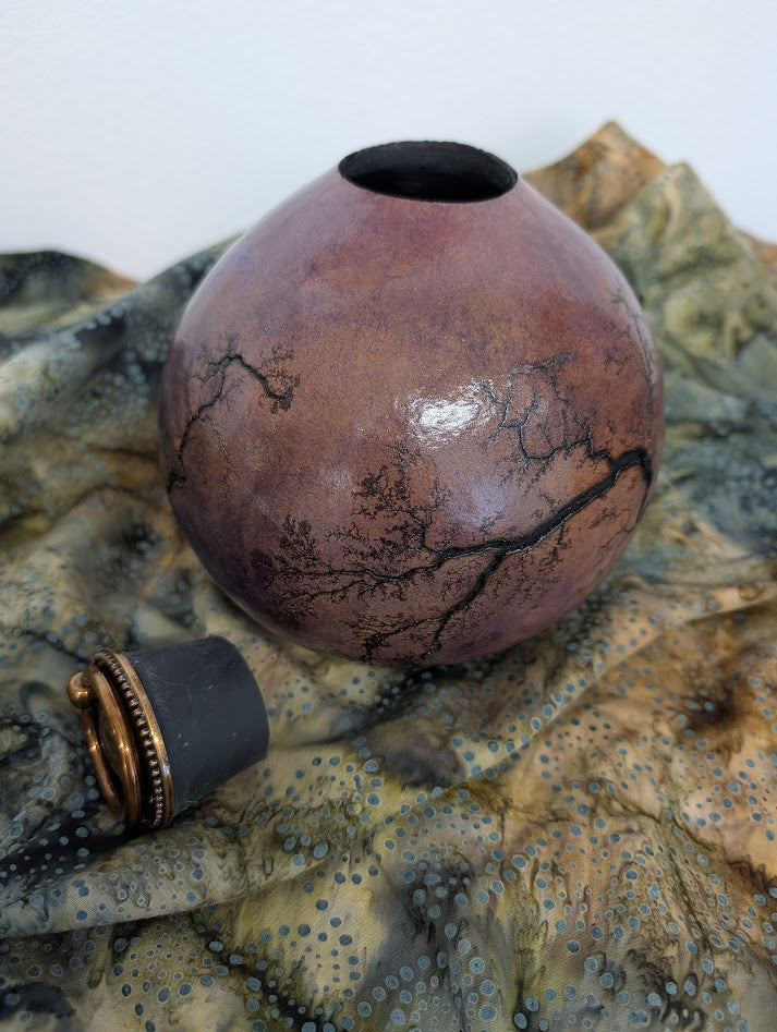 Gourd Pet Urn Fractal Burned Purple #2