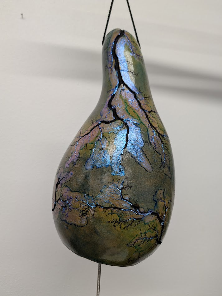 large Turquoise Opal Fractal Burned Thunder Gourd #2