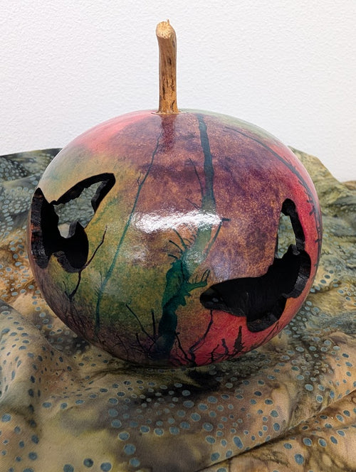 Gourd Hand Carved Luminary Butterfly #2