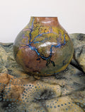 Green and Purple Fractal Burned Gourd Vase #2