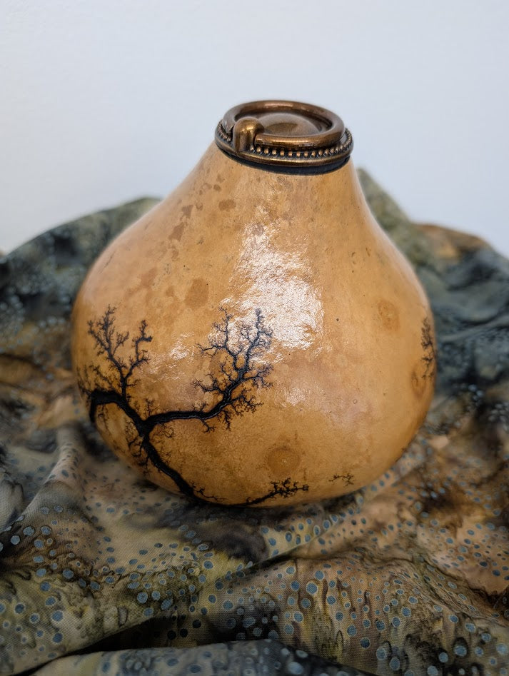 Gourd Pet Urn or Container Fractal Burned Natural #3