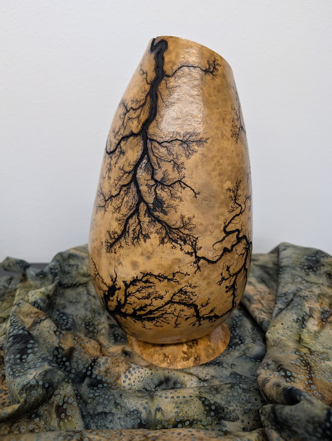Natural Fractal Burned Gourd Wire Vase #3