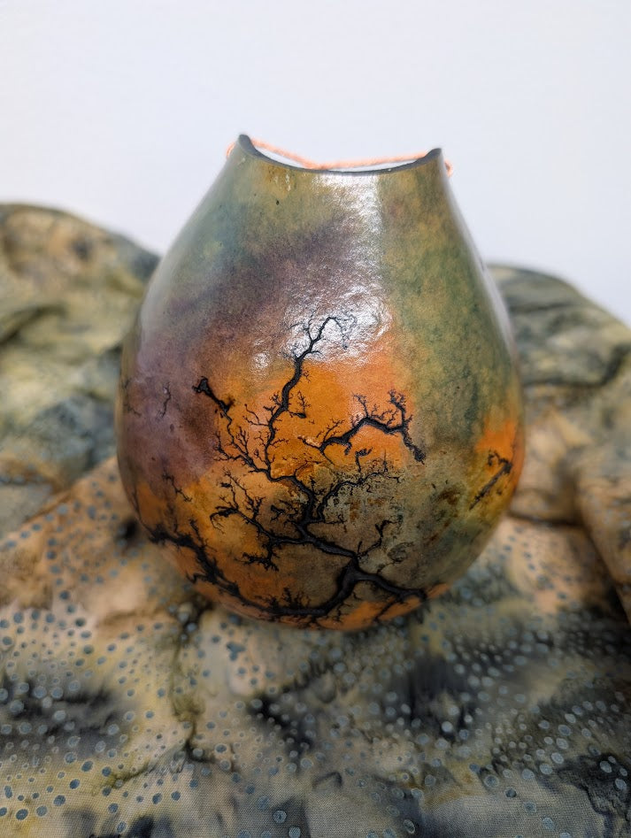 Sunset Purple Fractal Burned Wire Bowl #4