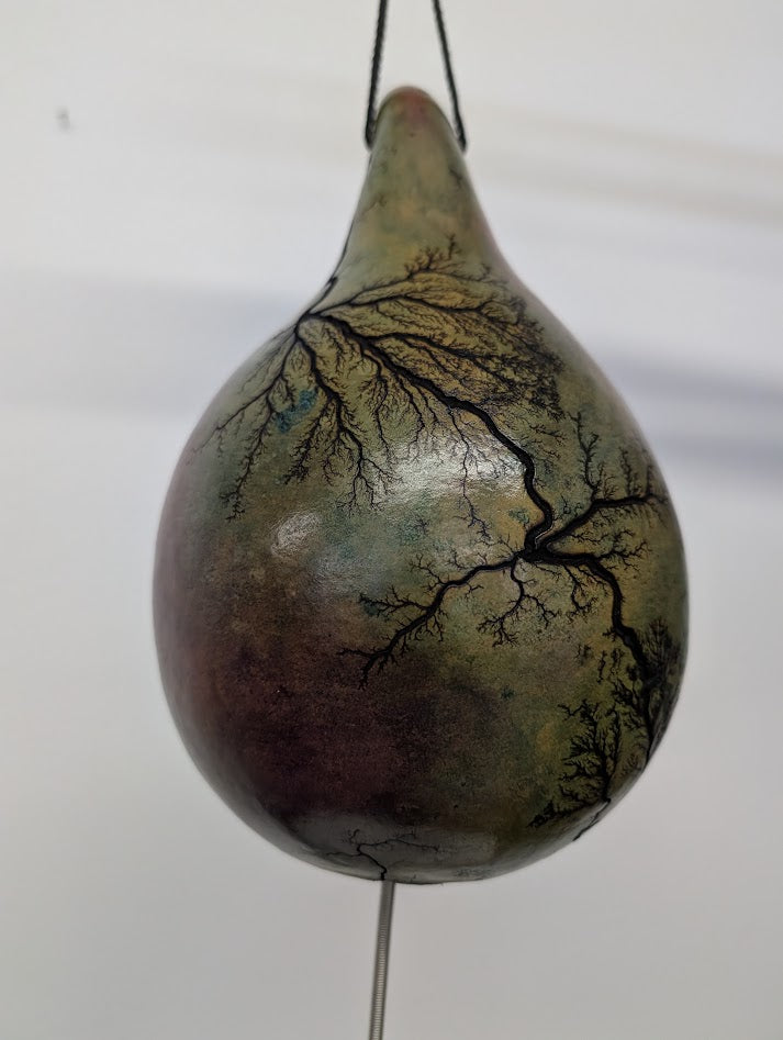 Small Purple and Green Fractal Burned Thunder Gourd #4