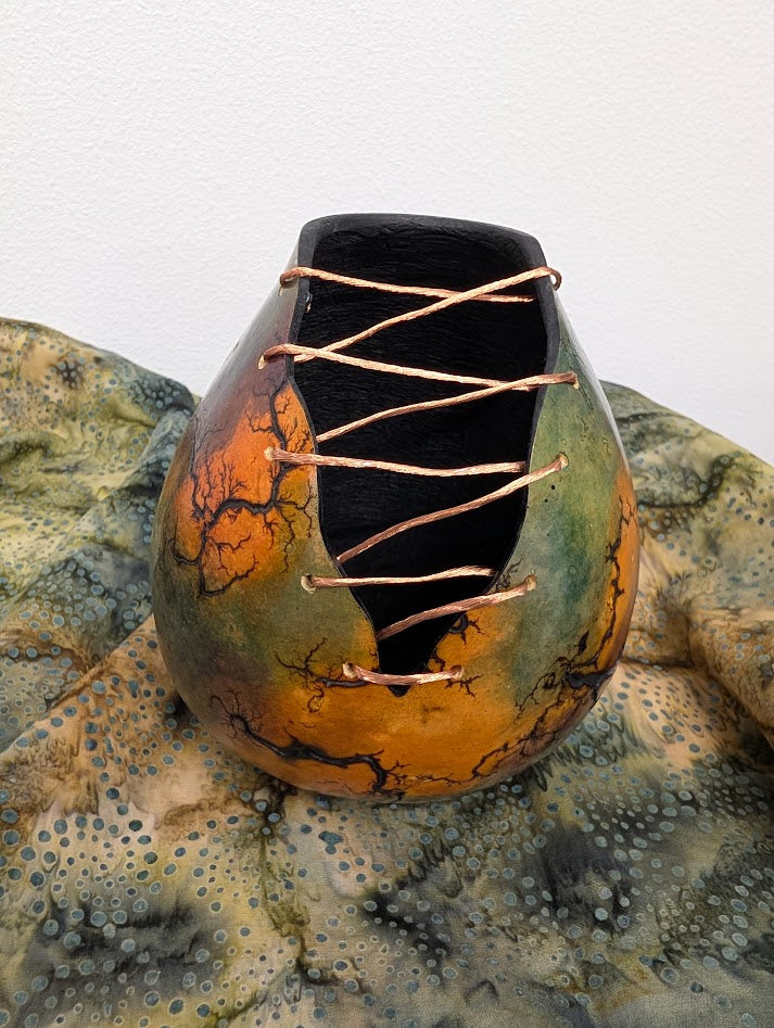 Sunset Purple Fractal Burned Wire Bowl #4