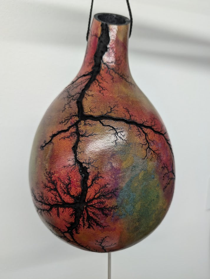 Large Purple and Green Fractal Burned Thunder Gourd #4