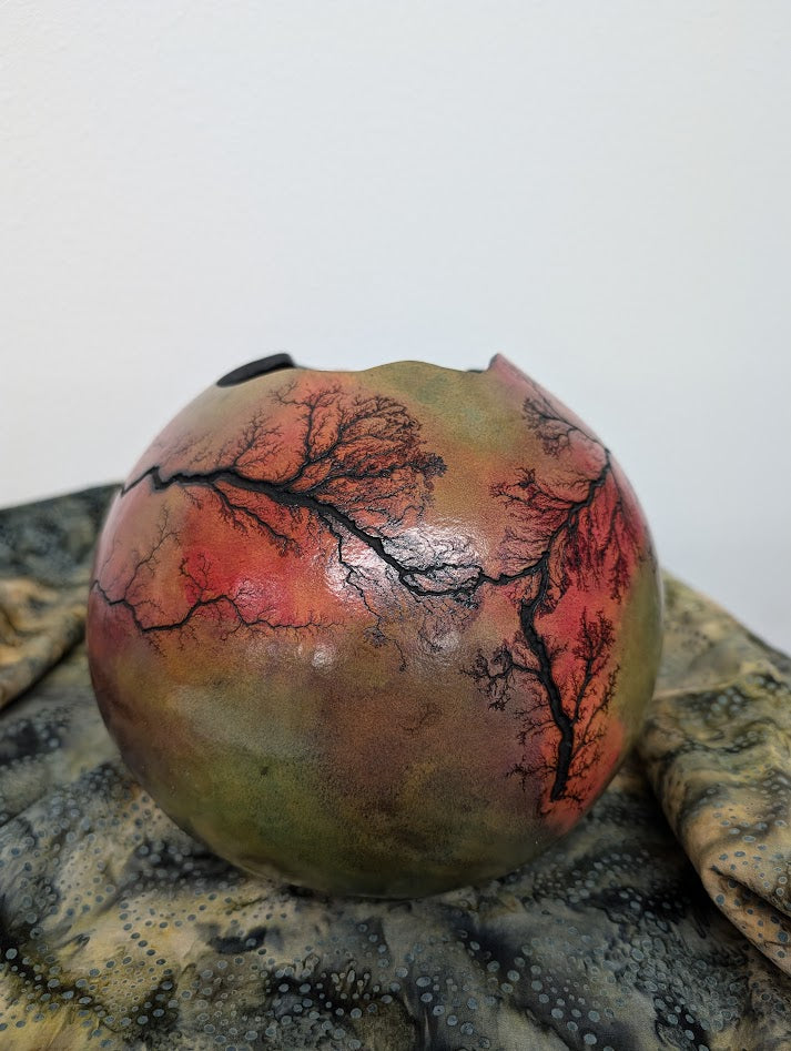 Purple and Green Fractal Burned Wire Bowl #5