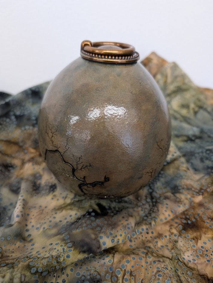 Gourd Pet Urn or Container Fractal Burned Green #5