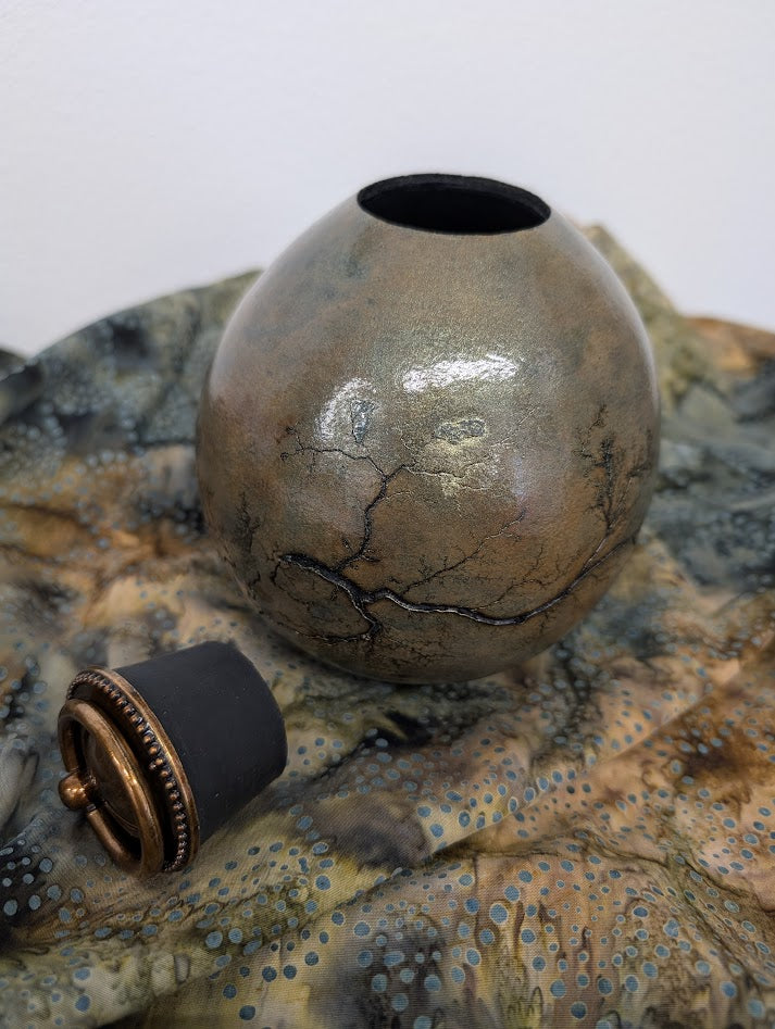 Gourd Pet Urn or Container Fractal Burned Green #5