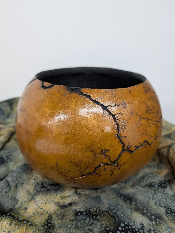 Copper Fractal Burned Bowl #6