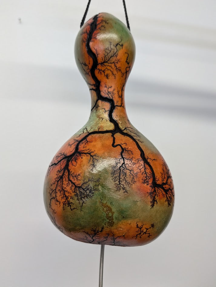Small Sunset Fractal Burned Thunder Gourd #6