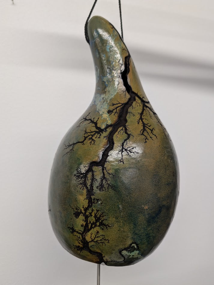 Large Turquoise Fractal Burned Thunder Gourd #6