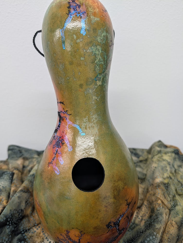 Large Sunset Opal Fractal Burned Thunder Gourd #7