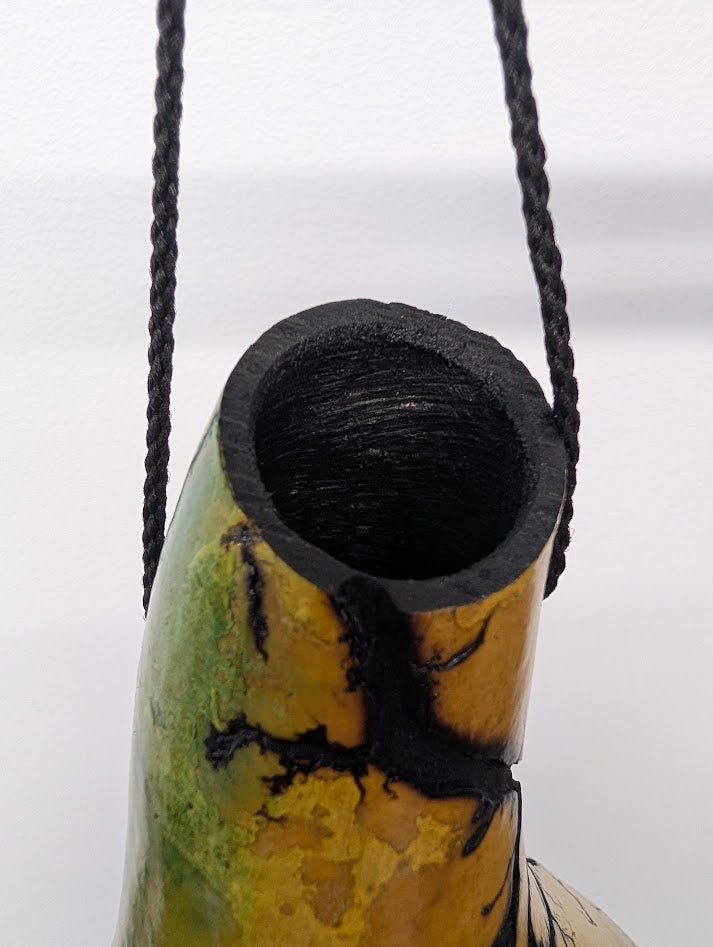 Medium Green and Yellow Fractal Burned Thunder Gourd #7