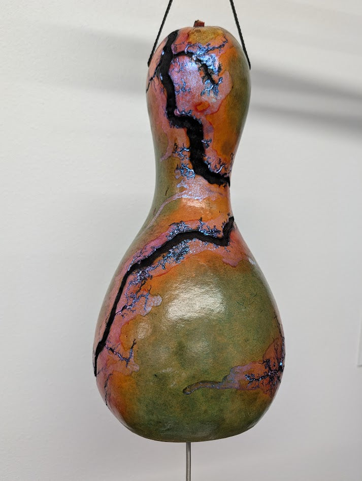 Large Sunset Opal Fractal Burned Thunder Gourd #7