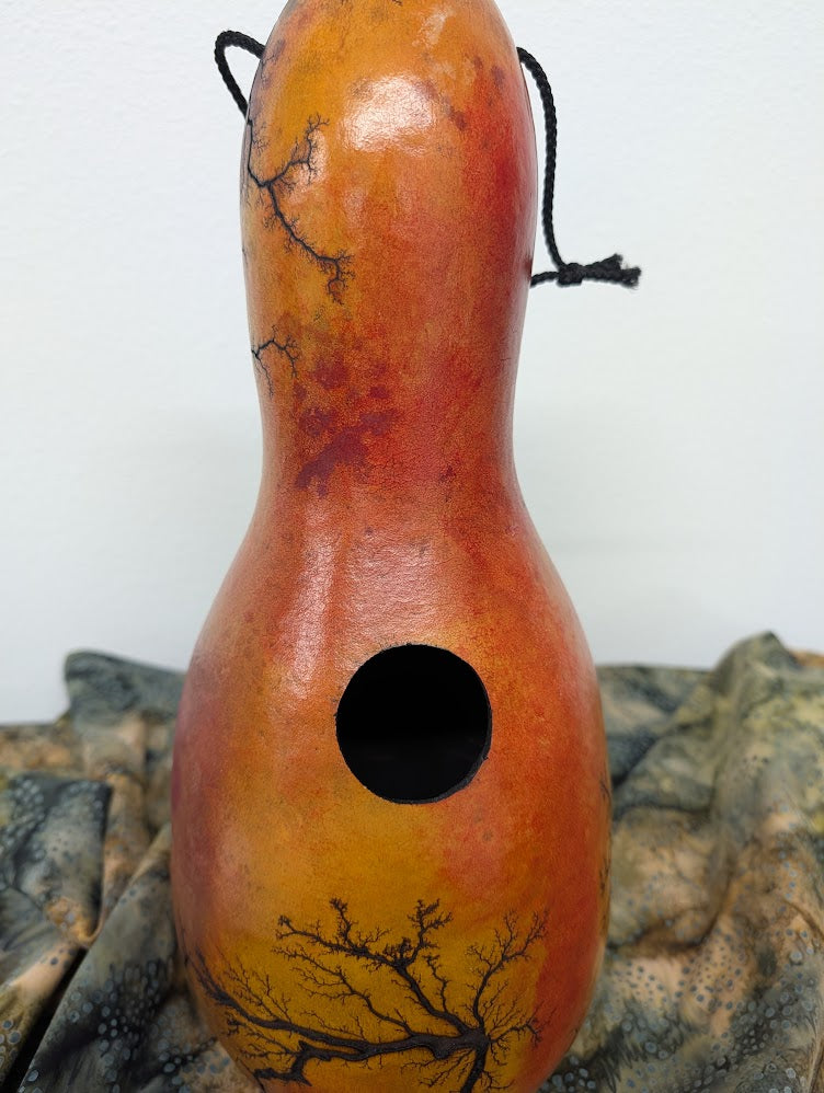 Large Red and Yellow Fractal Burned Thunder Gourd #8