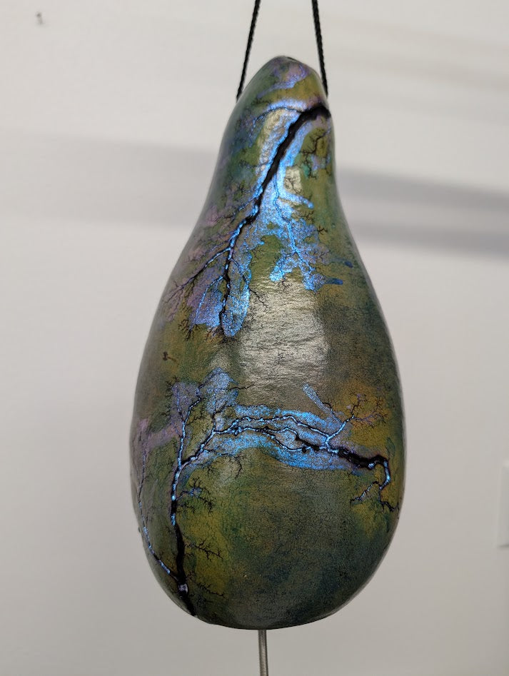Medium Turquoise Fractal Burned Thunder Gourd #8