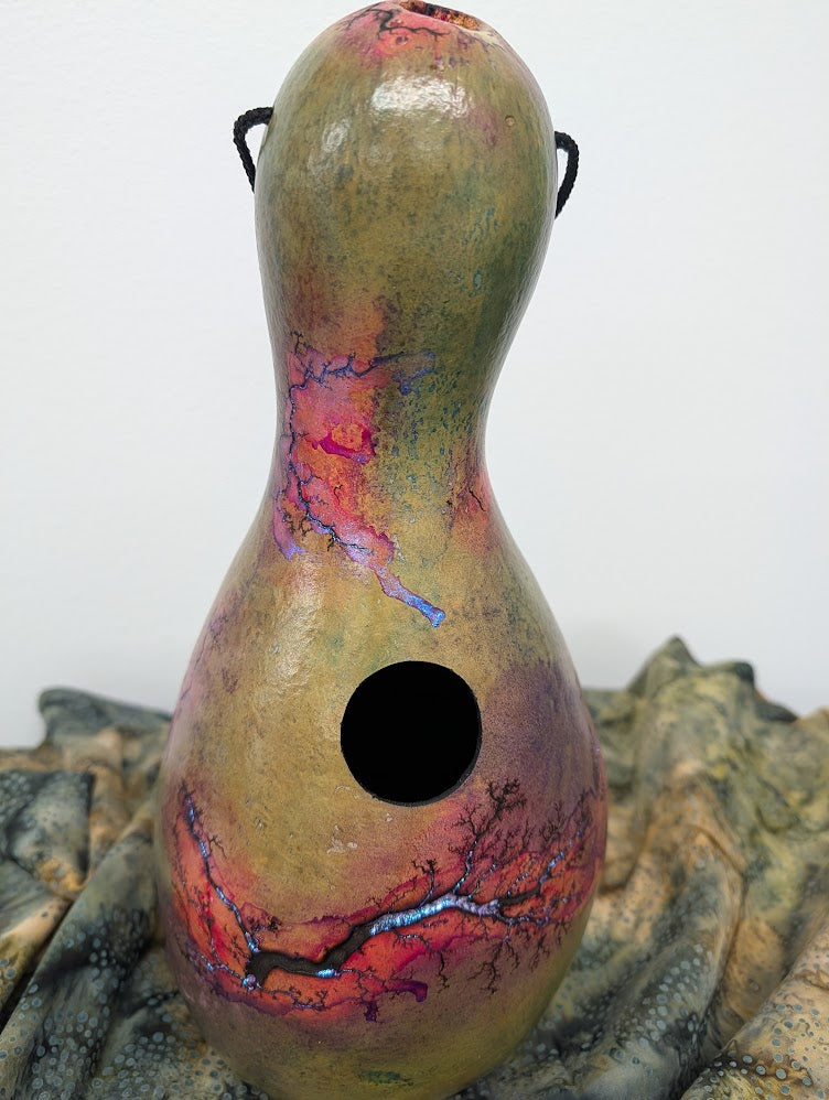 Large Purple Opal Fractal Burned Thunder Gourd #9