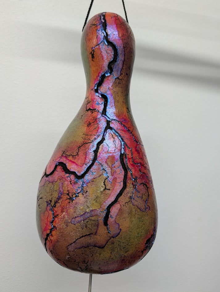 Large Purple Opal Fractal Burned Thunder Gourd #9