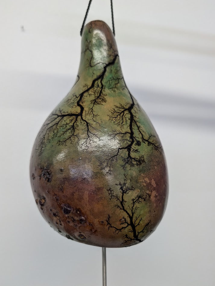 Small Purple and Green Fractal Burned Thunder Gourd #9