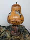 Gourd Lamp Hand Carved Buckin' Bronc