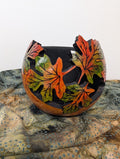 Gourd Bowl Hand Carved Cut out Fall Leaves #10