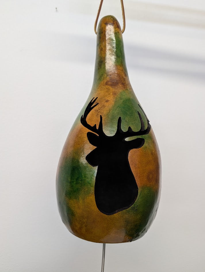 Thunder Gourd Hand Carved Deer Silhouette #13