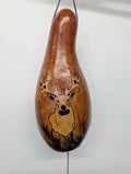Hand Carved Deer in the Grass Thunder Gourd #6