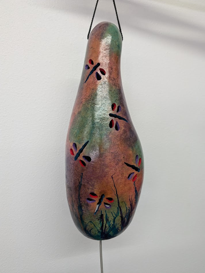 Hand Carved Dragonfly Thunder Gourd #1