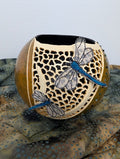 Gourd Bowl Hand Carved Dragonfly Filagree #7