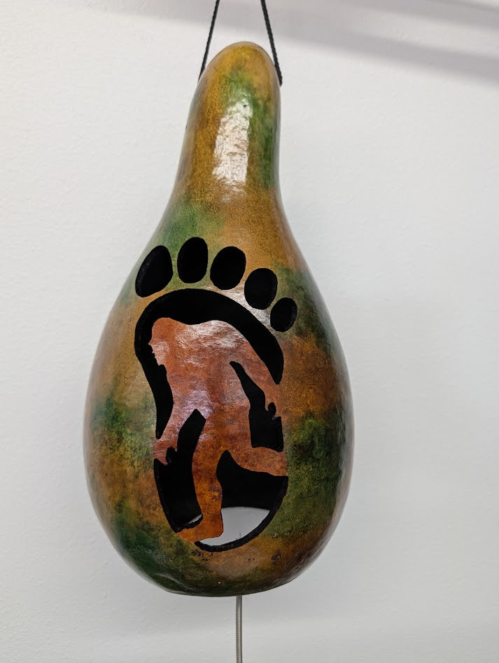 Hand Carved Sasquatch Thunder Gourd #4