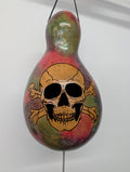 Hand Carved Skull and Cross Bones Thunder Gourd #7