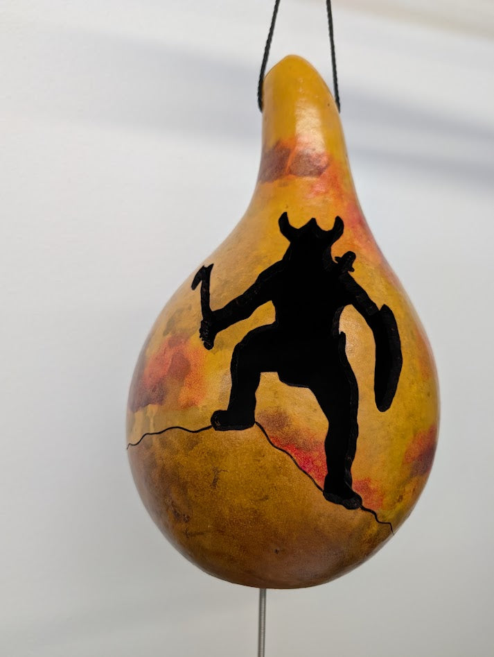 Thunder Gourd Hand Carved Viking Silhouette #14